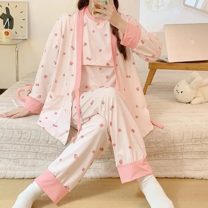 Ensemble de pyjama pour femme enceinte en trois pièces