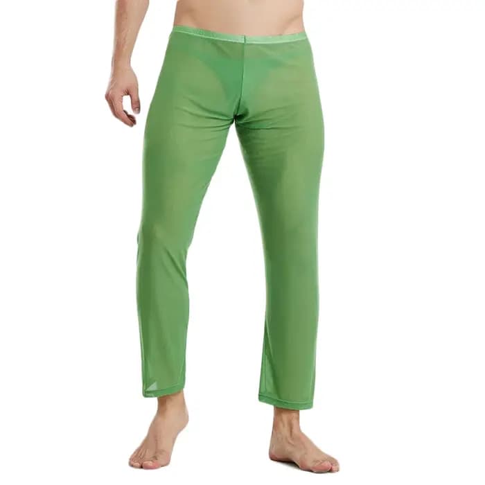 Homme bas de sommeil pantalons longs vêtements de nuit Sexy maille respirant Slip hommes