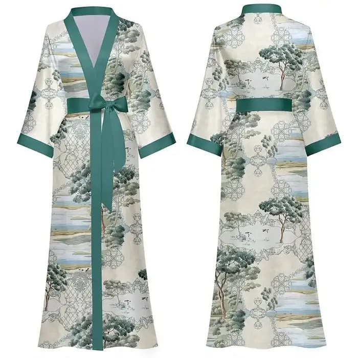 Nouveau printemps été femmes longue Robe Kimono peignoir