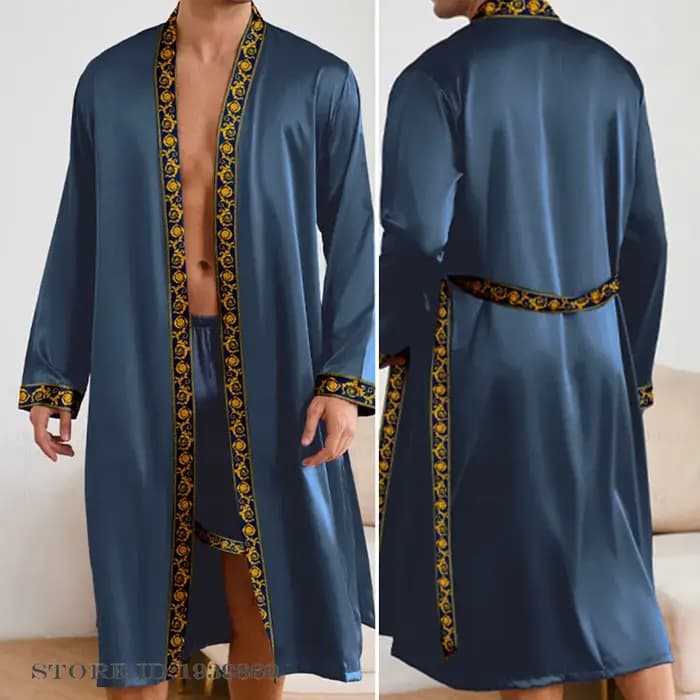 Hommes Robe longue pyjamas ensemble Style Baroque Kimono peignoir