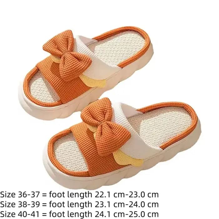 1 paire antidérapant nœud papillon femme lin pantoufles semelle épaisse orteil et trou nœud