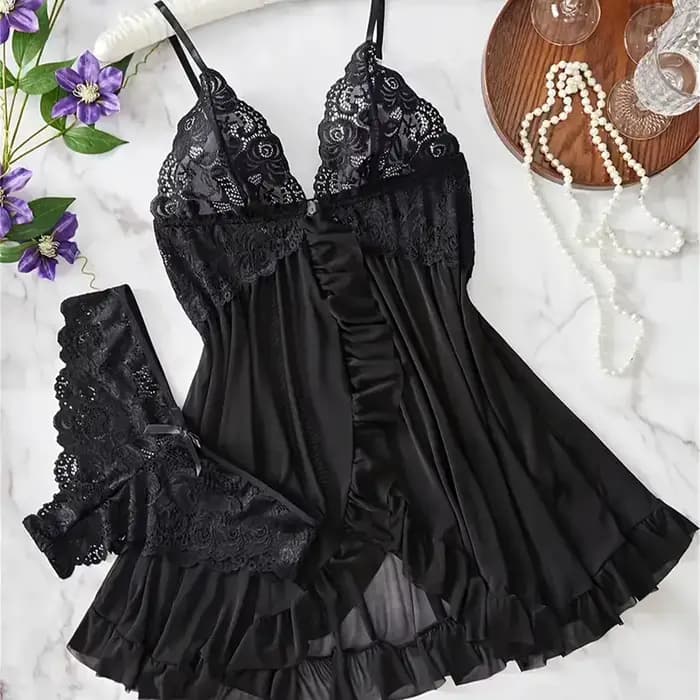Nouvel ensemble de lingerie pour femmes, robe de nuit en dentelle rouge