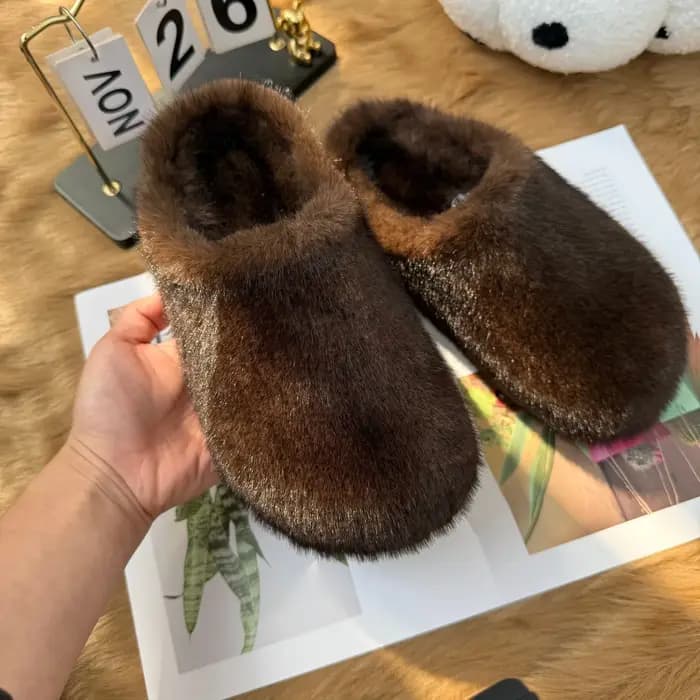 Pantoufles confortables en fourrure moelleuse pour femmes