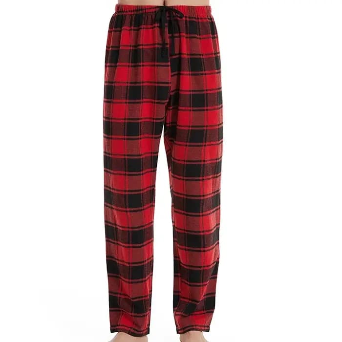 Pantalon de pyjama à carreaux rouge décontracté pour hommes, pantalon à taille élastique doux et con