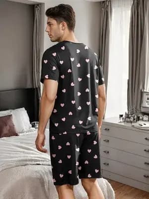 Ensemble de pyjama pour homme avec imprimés en forme de cœur