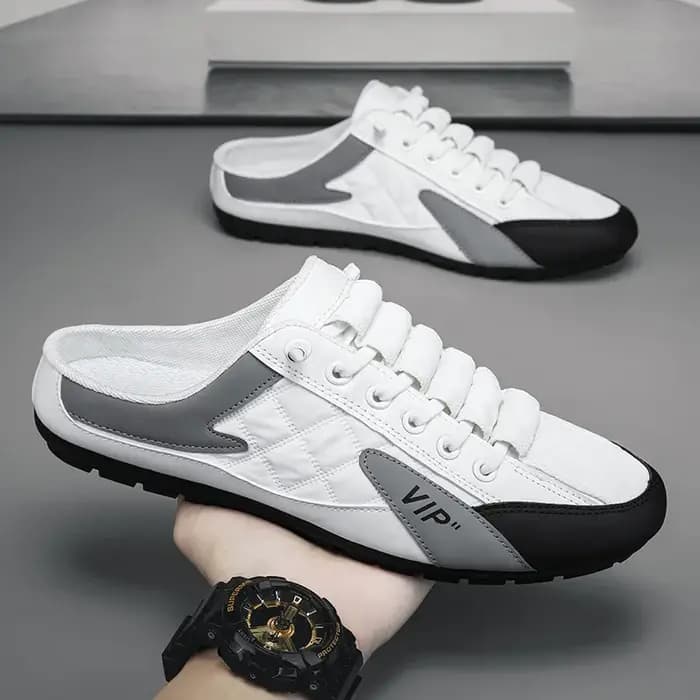 ChimHalf-Pantoufles Plates Décontractées pour Homme, Chaussures Classiques d'Été, Baskets Concises à