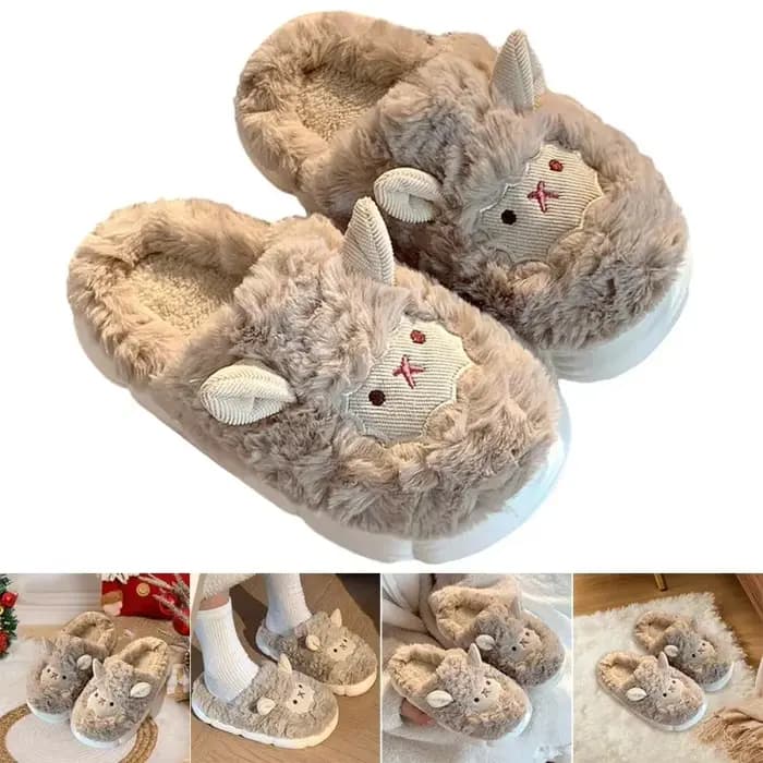 Pantoufles moelleuses en forme de mouton pour hommes et femmes