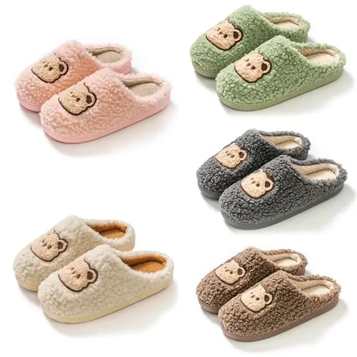 Pantoufles ours en peluche décontractées et mignonnes