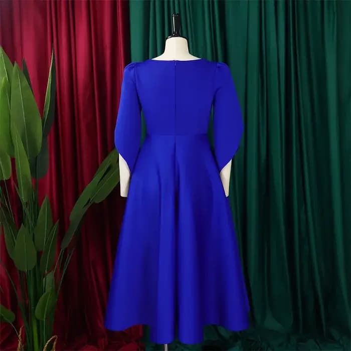 Robe de soirée plissée mi-mollet taille haute pour femme