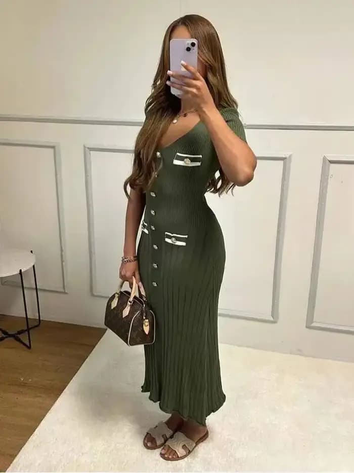 Robe longue tricotée élégante pour femmes
