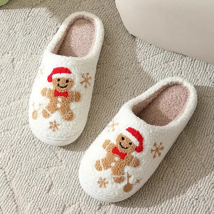 Pantoufles de noël en pain d'épice pour femmes et hommes