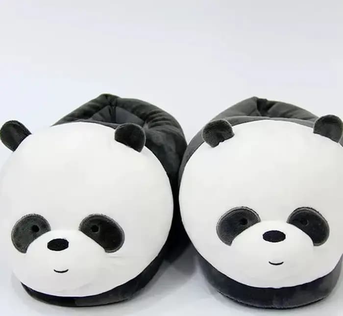 Hiver intérieur Panda femmes pantoufles dames animaux mignons en peluche chaud fourrure chaussures Couple maison