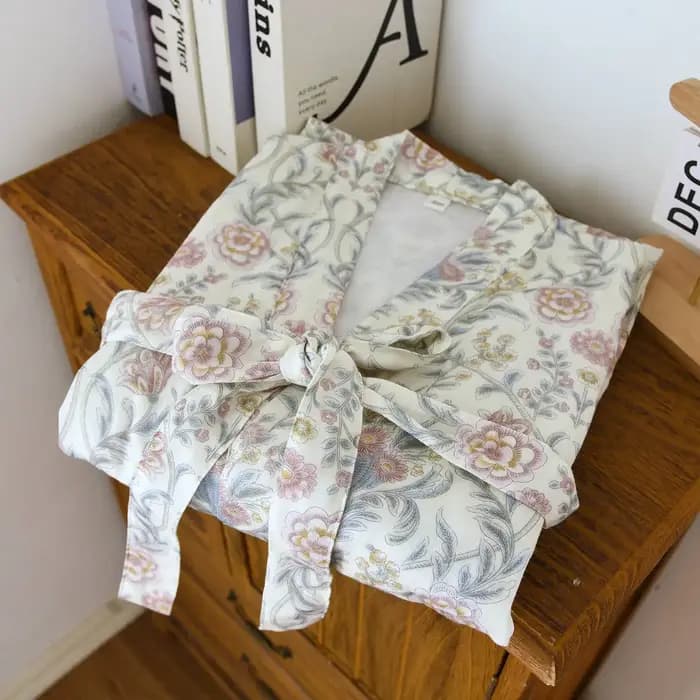 Peignoir en gaze de coton imprimé floral pour femmes