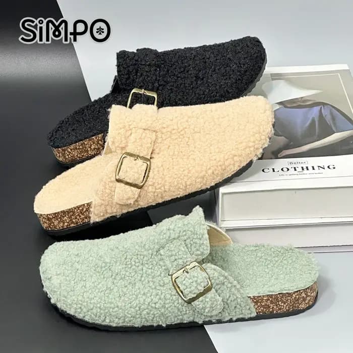 Nouveau Automne hiver femmes et chaussons pour hommes avec dessus en peluche intérieur extérieur sandales décontractées