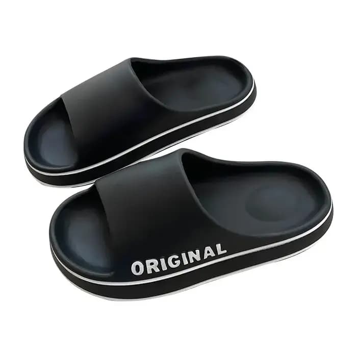 Feslishoet Sandales d'été pour femmes et hommes, à lettres, style claquettes de plage, couleur unie,