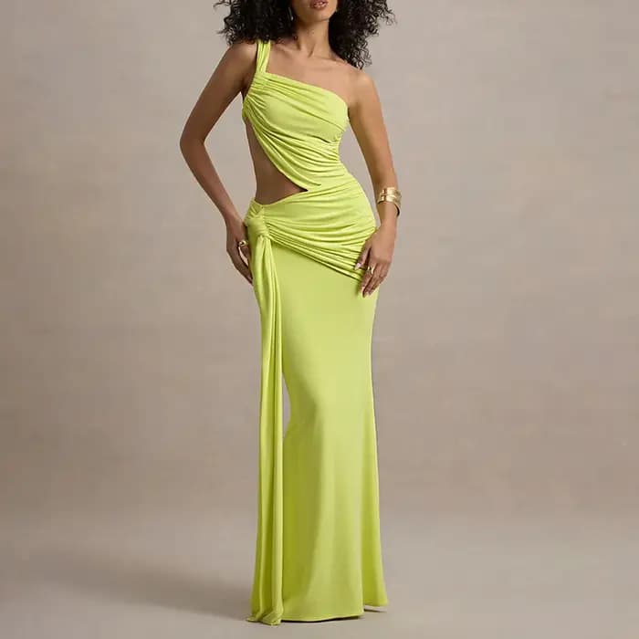 Robe dos nu asymétrique à une épaule pour femme