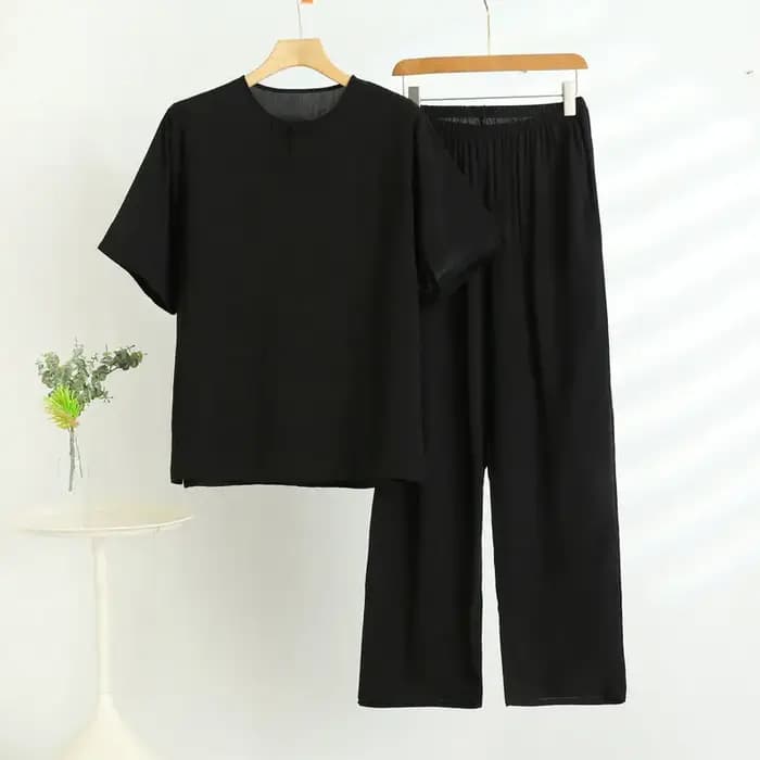 Pyjamas en coton pour hommes nouvelle grande taille vêtements de nuit à manches courtes haut pantalon ensemble salon