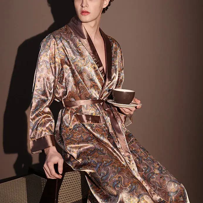 Peignoir fin pour hommes, de haute qualité, une pièce, vêtements de détente pour hommes, pyjama impr