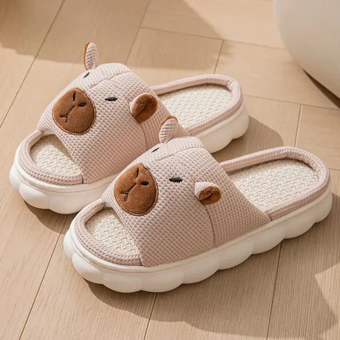 Nouvelles pantoufles d'été en lin pour femmes, motif capybara, chaussures de créateur animales, sand
