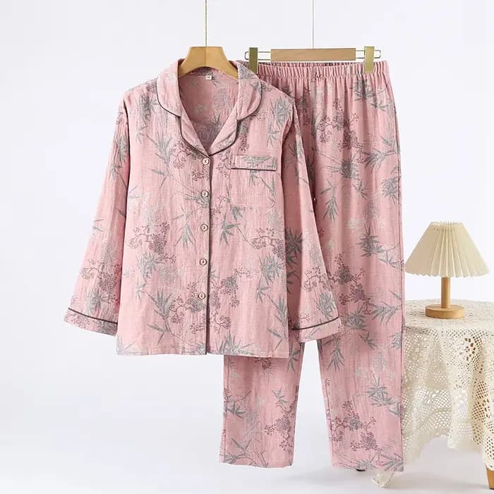 Pyjama rétro à manches longues pour femmes