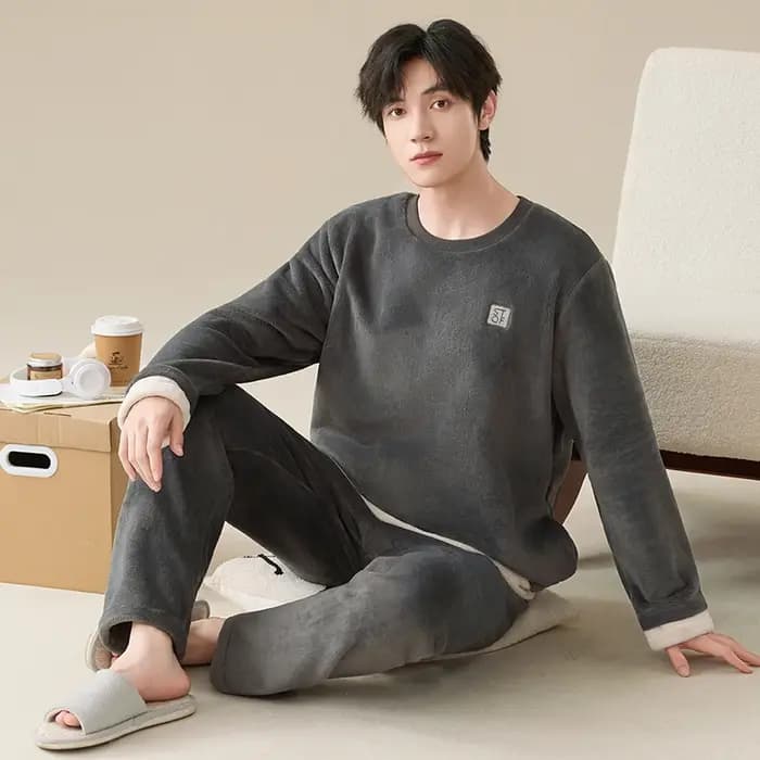 Le plus récent hiver épais chaud flanelle pyjamas ensemble hommes corail polaire Pijama Hombre