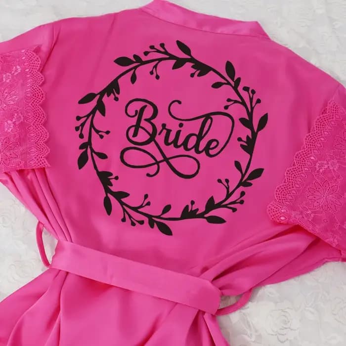 Nom personnalisé dentelle manches Sexy femmes vêtements de nuit Peignoir Mariage