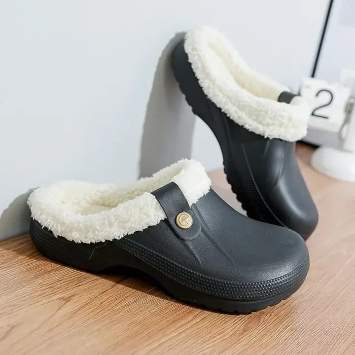 ELUVA unisexe pantoufles hiver chaud maison chaussures intérieur extérieur EVA imperméable anti-dérapant flou doublure en peluche confort plate-forme sabots