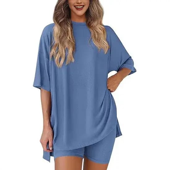Ensemble décontracté tendance été 2026 – Robe de nuit ample et confortable de couleur unie pour femme