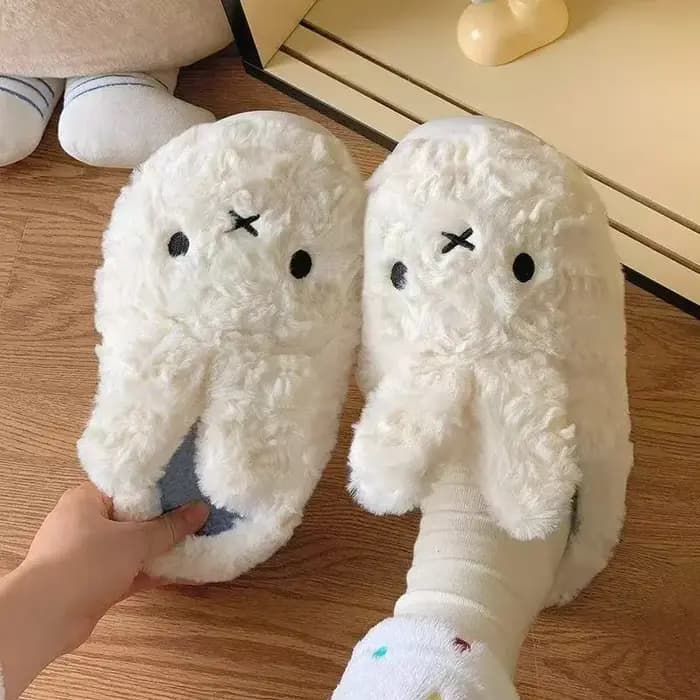 Anime Miffy peluche coton pantoufles Kawaii dessin