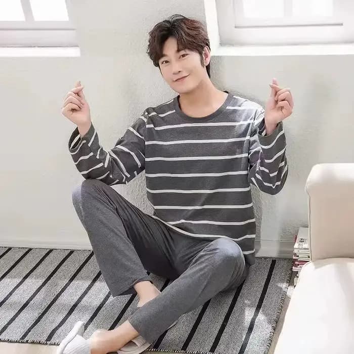 2 pièces/ensemble hommes pyjamas automne hiver à manches longues mode doux Simple décontracté Homewe