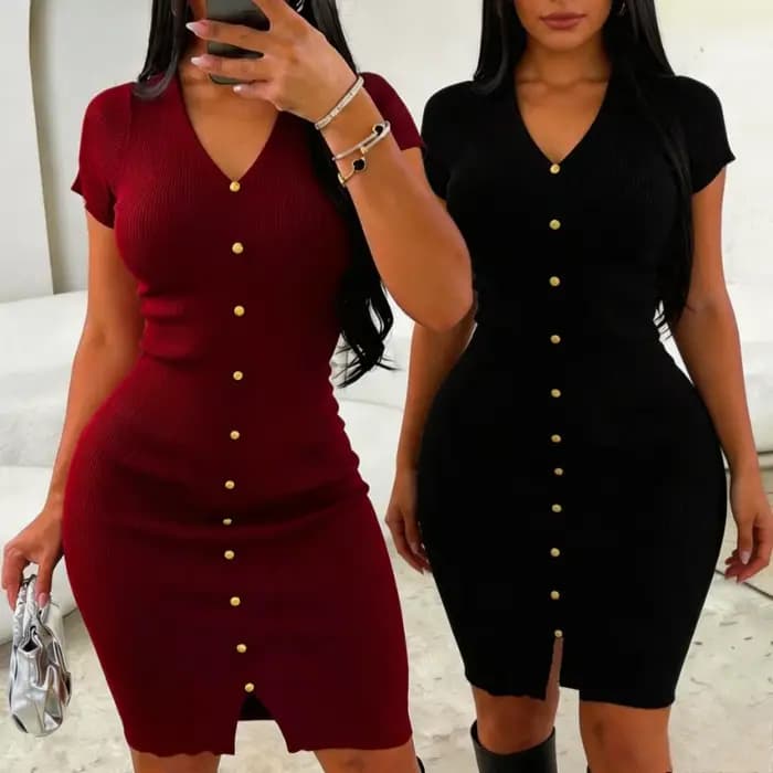 Robe midi moulante extensible pour femme