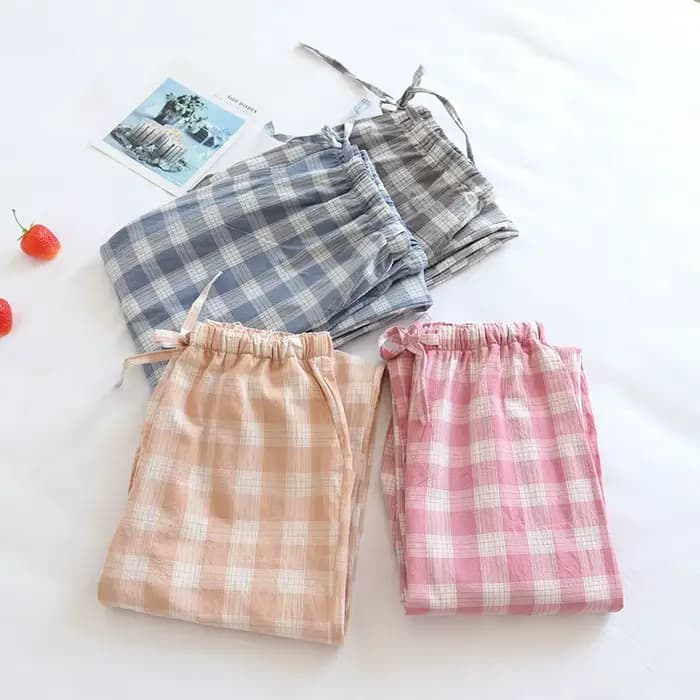 Pantalon de pyjama en coton à carreaux pour femmes et hommes