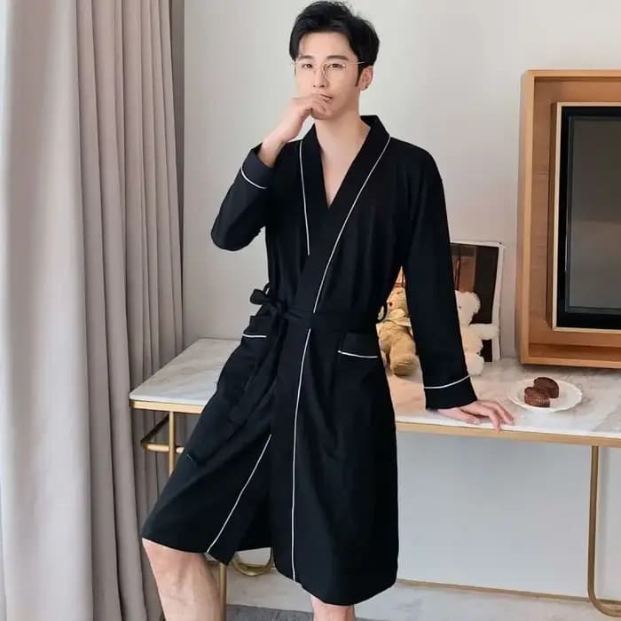 Robe de nuit en coton à manches longues pour femmes, peignoir grande taille, robe de couple, salon A