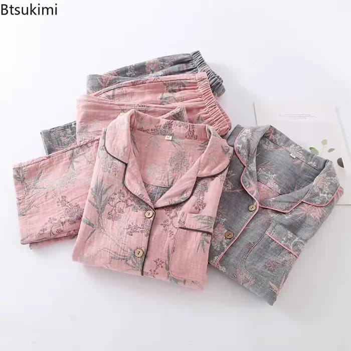 Pyjama rétro à manches longues pour femmes