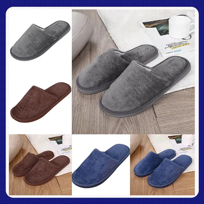 Pantoufles de maison en peluche de couleur unie pour hommes et femmes