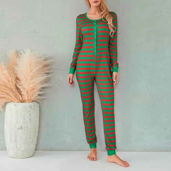Barboteuses de pyjama sexy à imprimé rayé pour femmes