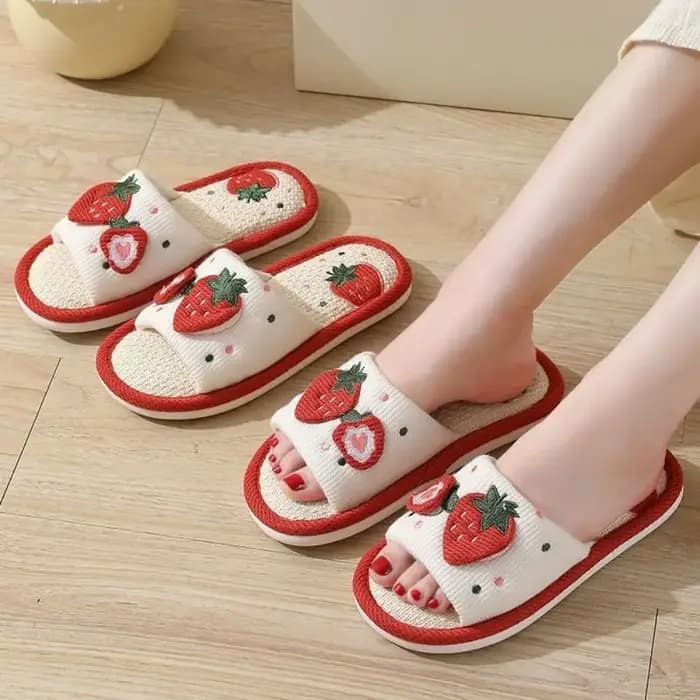 Kawaii – pantoufles de maison en lin à semelle souple