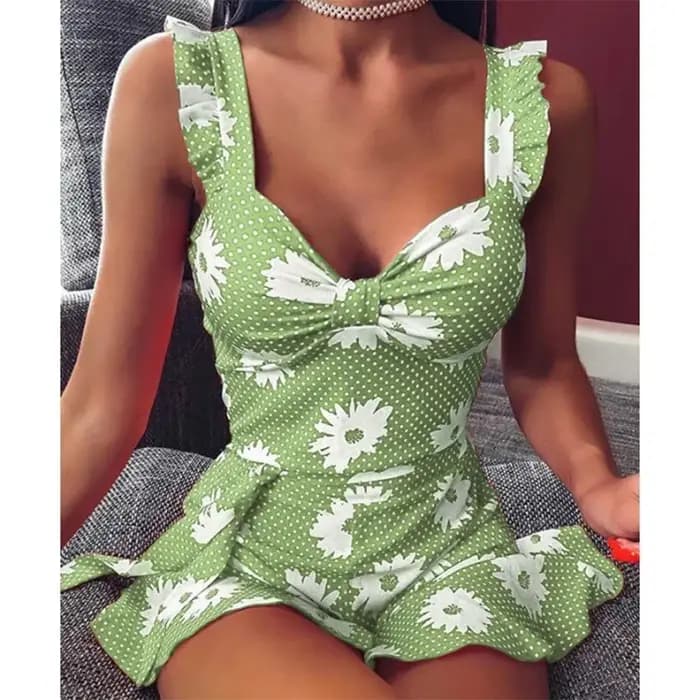 Breezy-Robe en fibre avec imprimé floral vibrant et col en V élégant