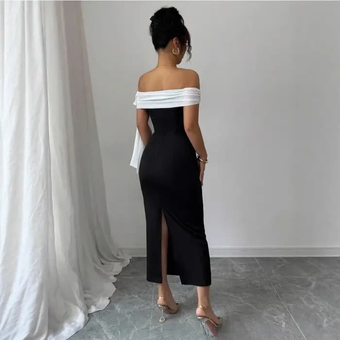 Robe sexy à épaules dénudées et ourlet à la taille