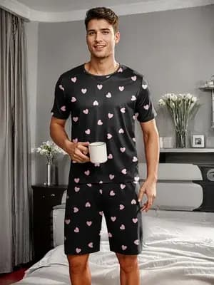 Ensemble de pyjama pour homme avec imprimés en forme de cœur