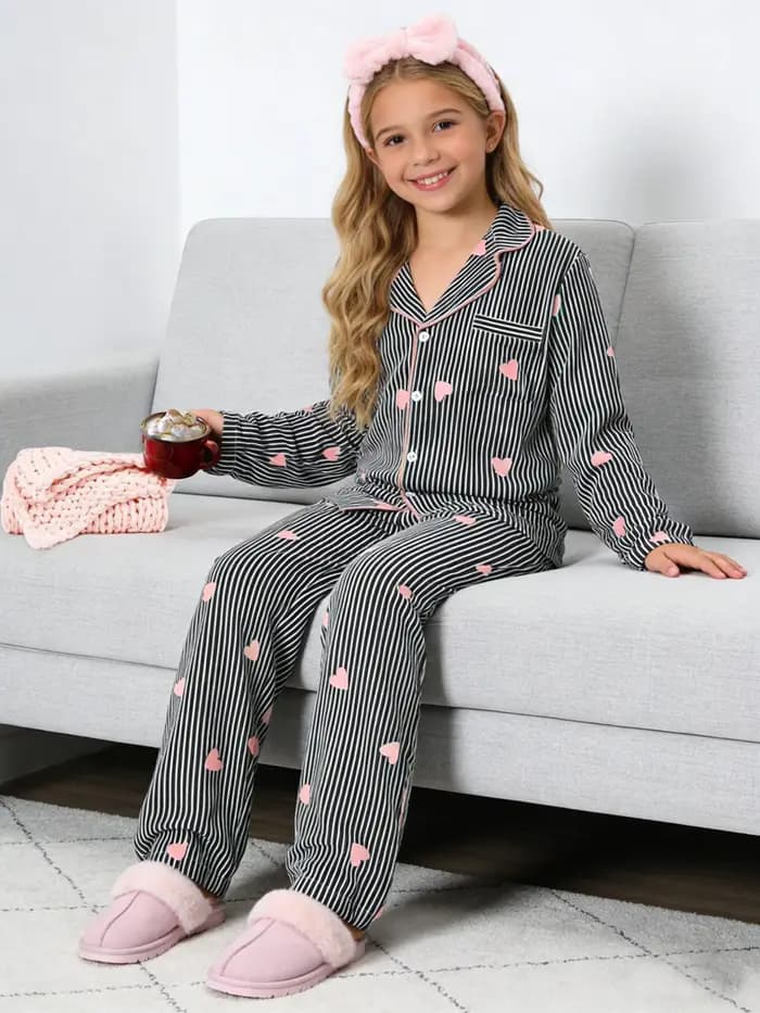 Pyjamas à la mode pour filles pour le printemps et l'automne