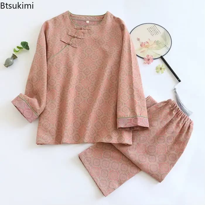 Ensembles de pyjamas en coton de style chinois pour femmes 2026