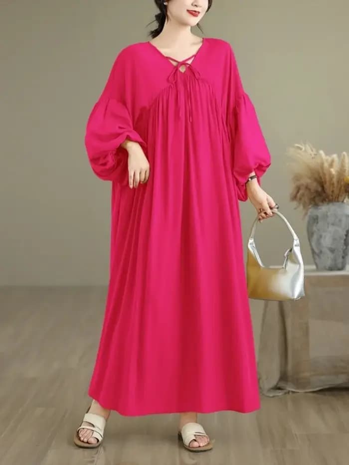 Manches longues surdimensionné en mousseline de soie vintage nouveau dans les robes pour les femmes décontracté ample printemps été automne robe vêtements élégants 2025