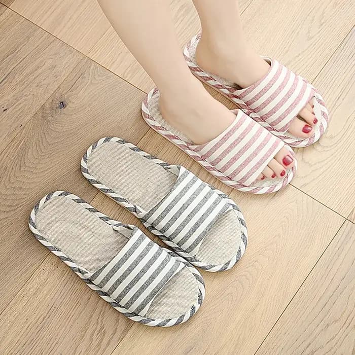 GUQIWT Pantoufles de printemps en lin pour couples
