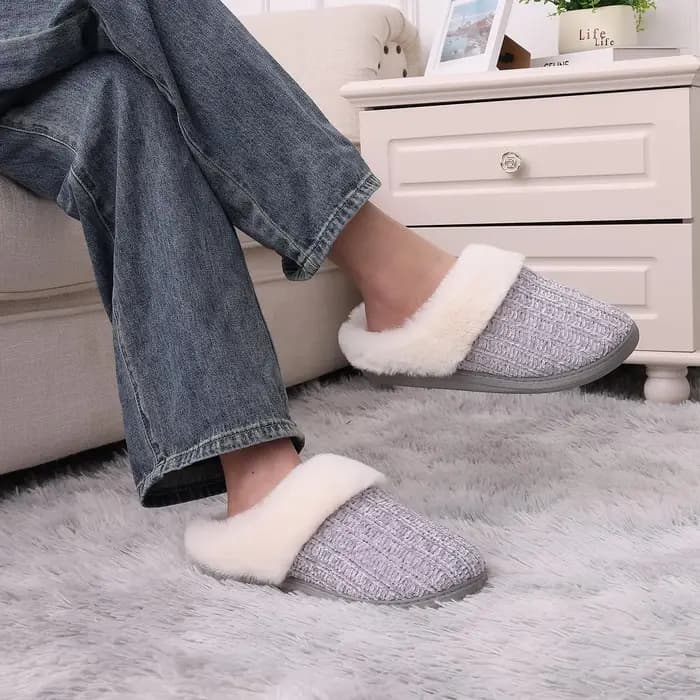 Comwarm hiver chaud tricot maison pantoufles pour femmes confortable laine doublé Chenille