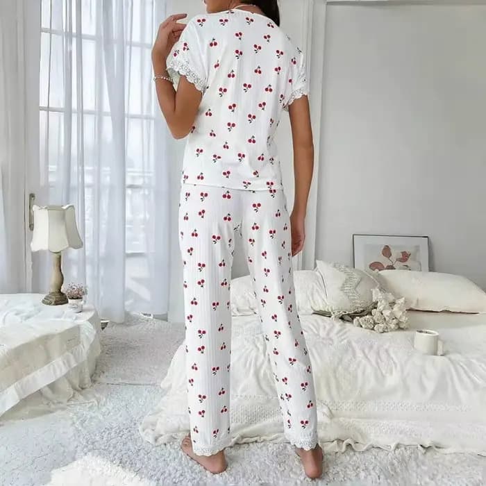 Ensemble pyjama 2 pièces en dentelle pour femmes
