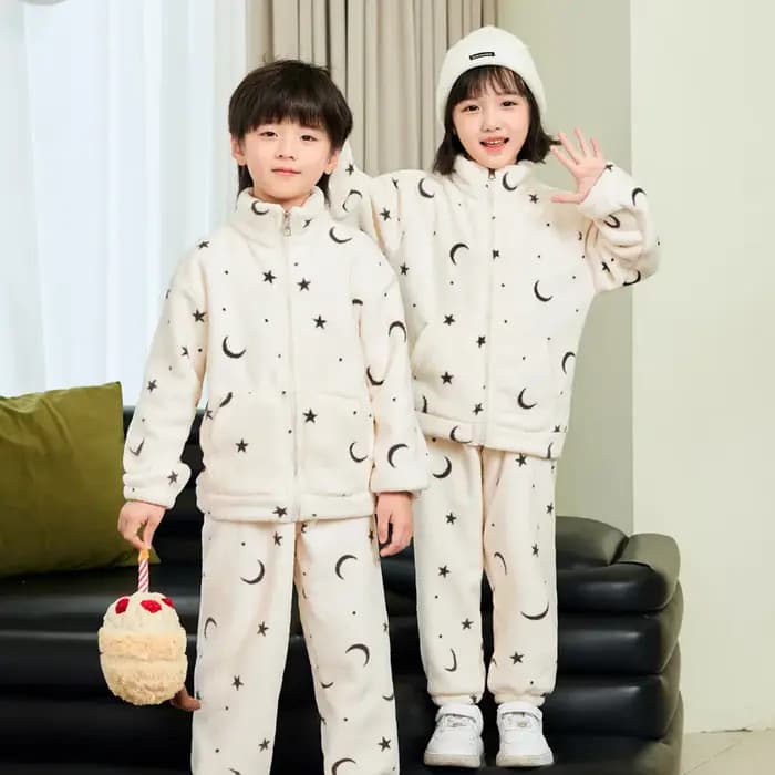 Pyjama en flanelle pour enfants, avec doublure en polaire, ensemble de pyjama épais en molleton de c