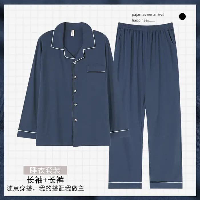 Homme Pyjamas ensembles printemps automne à manches longues doux coton
