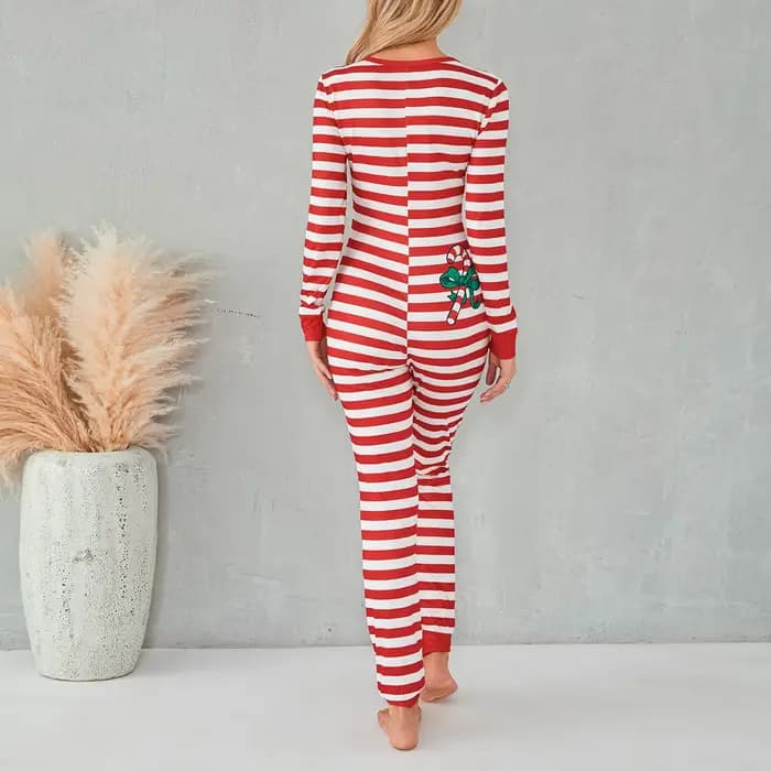 Barboteuses de pyjama sexy à imprimé rayé pour femmes