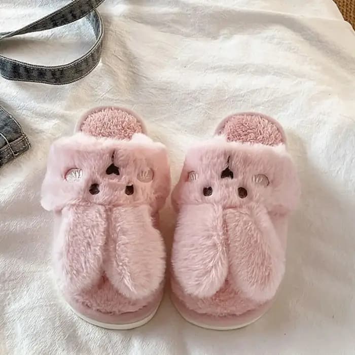 Mode maison porter lapin pantoufles dessin animé épaissir hiver chaud